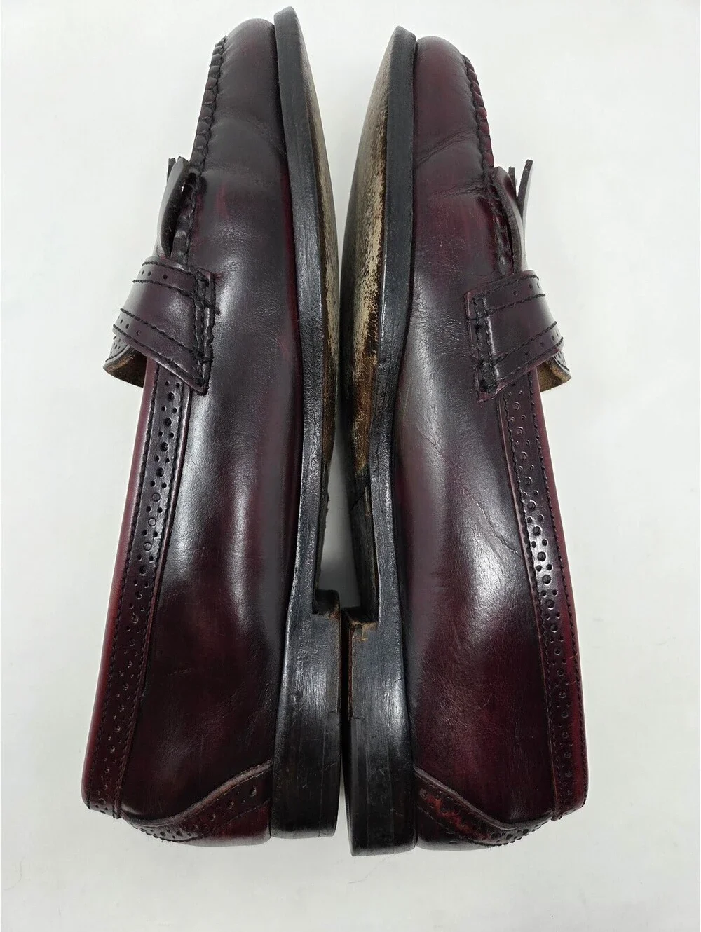 Cole Haan Burgundy Leather Kiltie Loafers W/ Buckle Mens 9.5